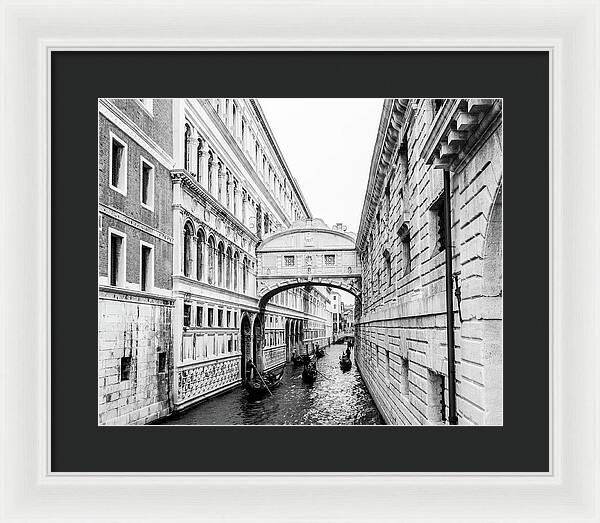 Venice Italy | Bridge of Sighs in Black and White I | Framed Print