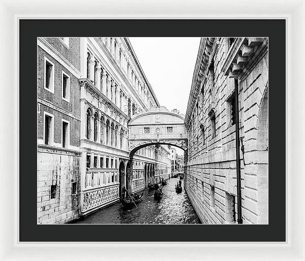 Venice Italy | Bridge of Sighs in Black and White I | Framed Print