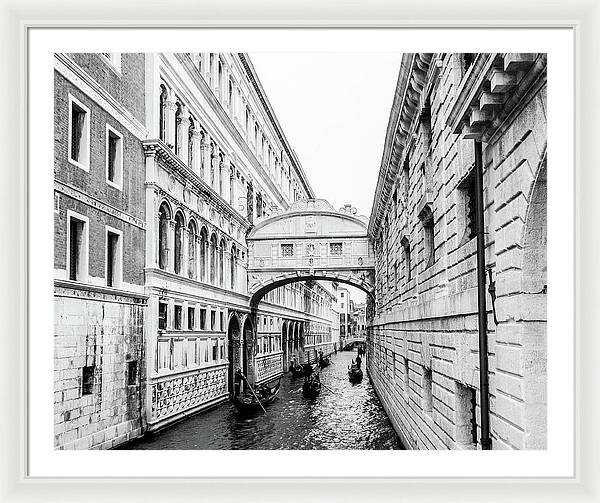 Bridge of Sighs Wall Art - Venice Black and White Framed Print | Archival Quality