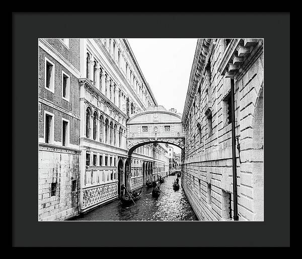 Venice Italy | Bridge of Sighs in Black and White I | Framed Print
