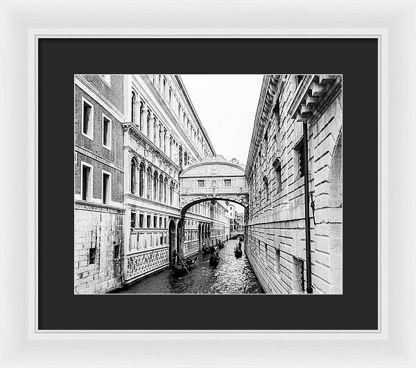 Venice Italy | Bridge of Sighs in Black and White I | Framed Print