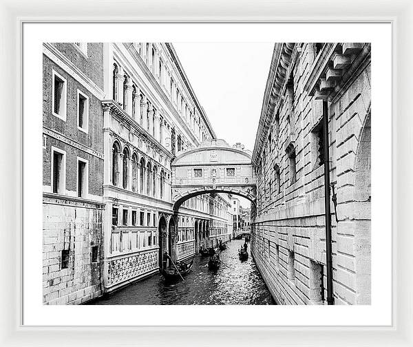 Venice Italy | Bridge of Sighs in Black and White I | Framed Print