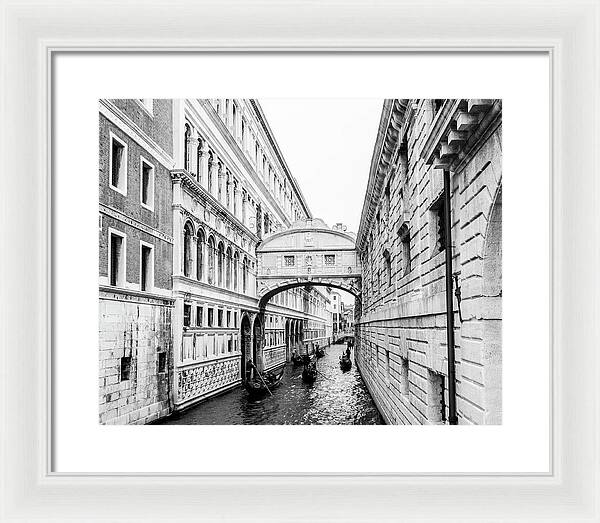 Venice Italy | Bridge of Sighs in Black and White I | Framed Print