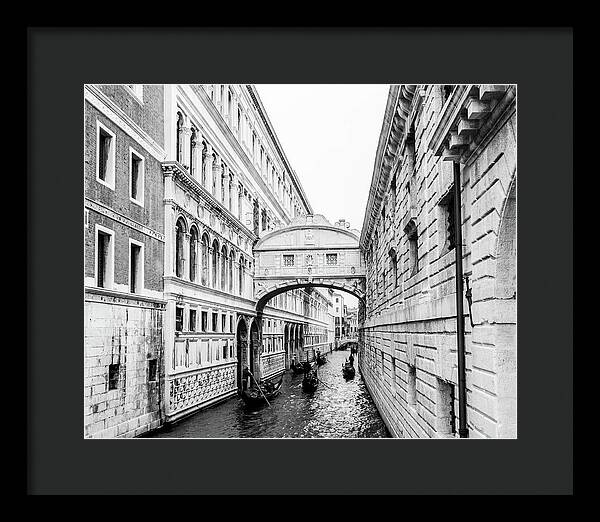 Venice Italy | Bridge of Sighs in Black and White I | Framed Print