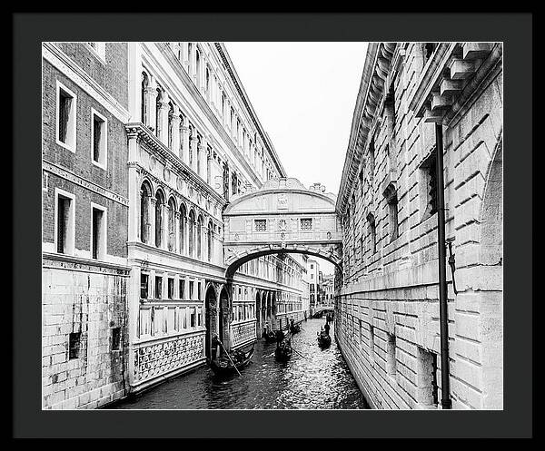 Venice Italy | Bridge of Sighs in Black and White I | Framed Print