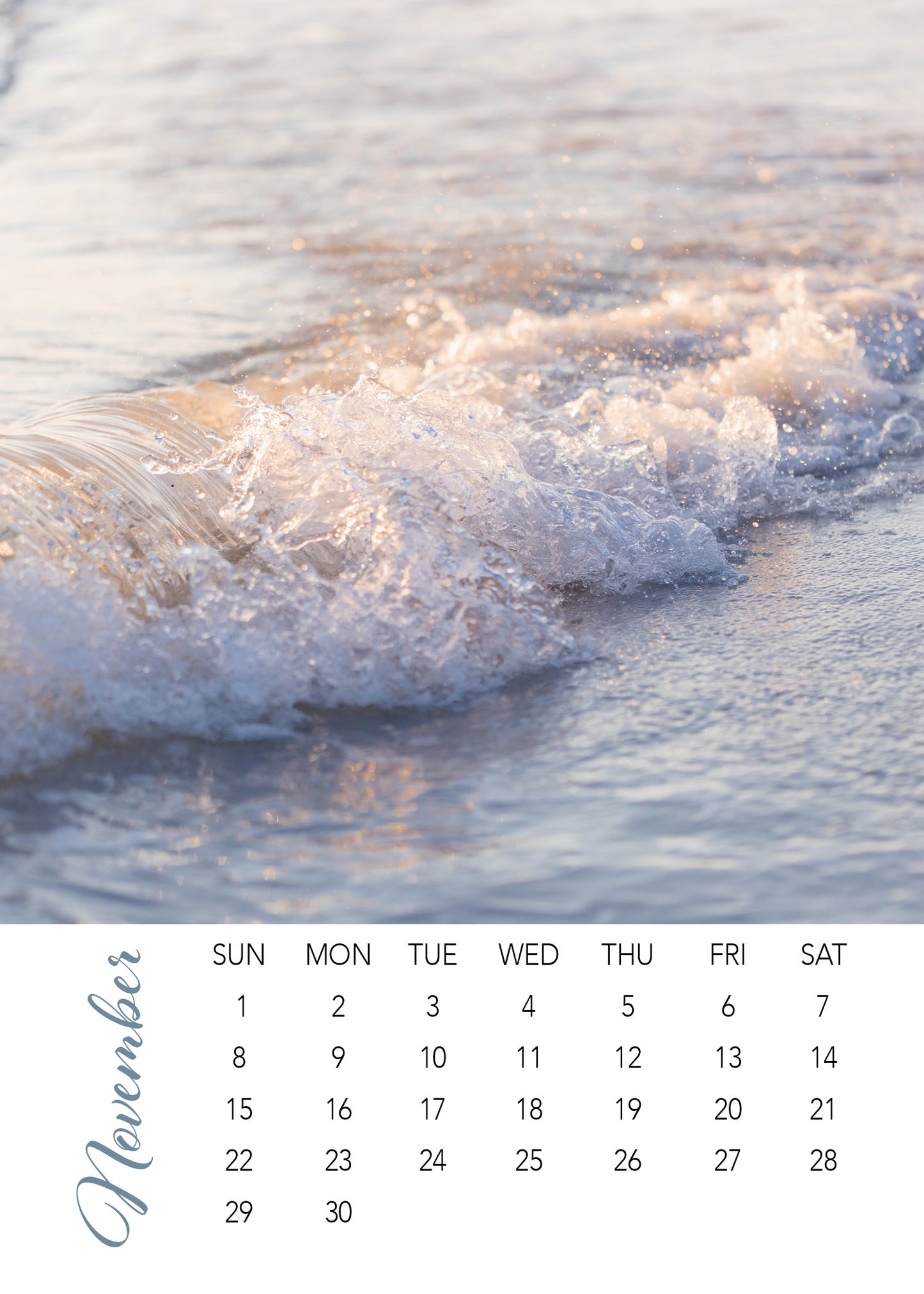 2026 Beach 5×7 Loose-Leaf Photography Desk Calendar