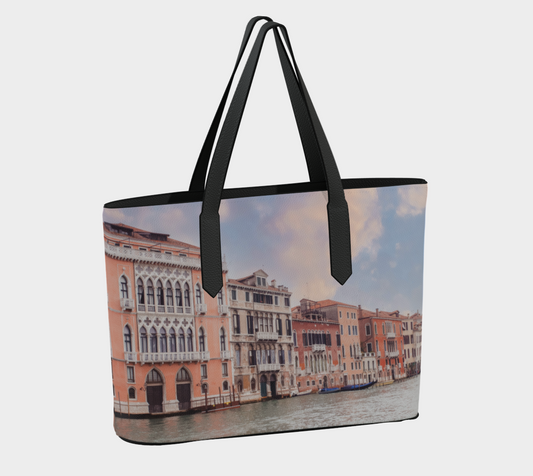 Venice Italy Grand Canal Vegan Leather Tote Bag – Fits 16″ Laptop – Travel Weekend Carry-On