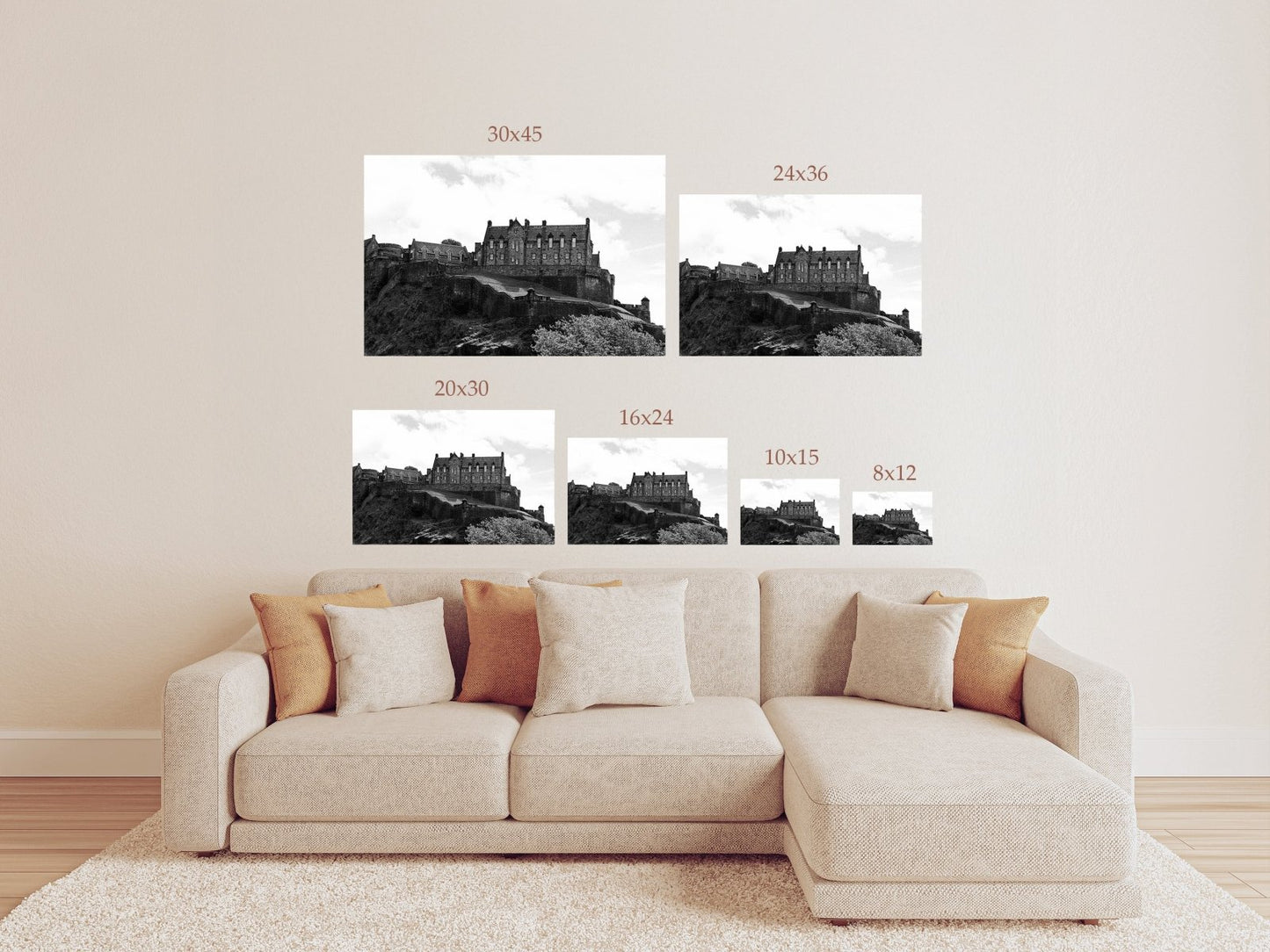 Edinburgh Castle Scotland Wall Art – Historic Black and White Photography Print or Canvas
