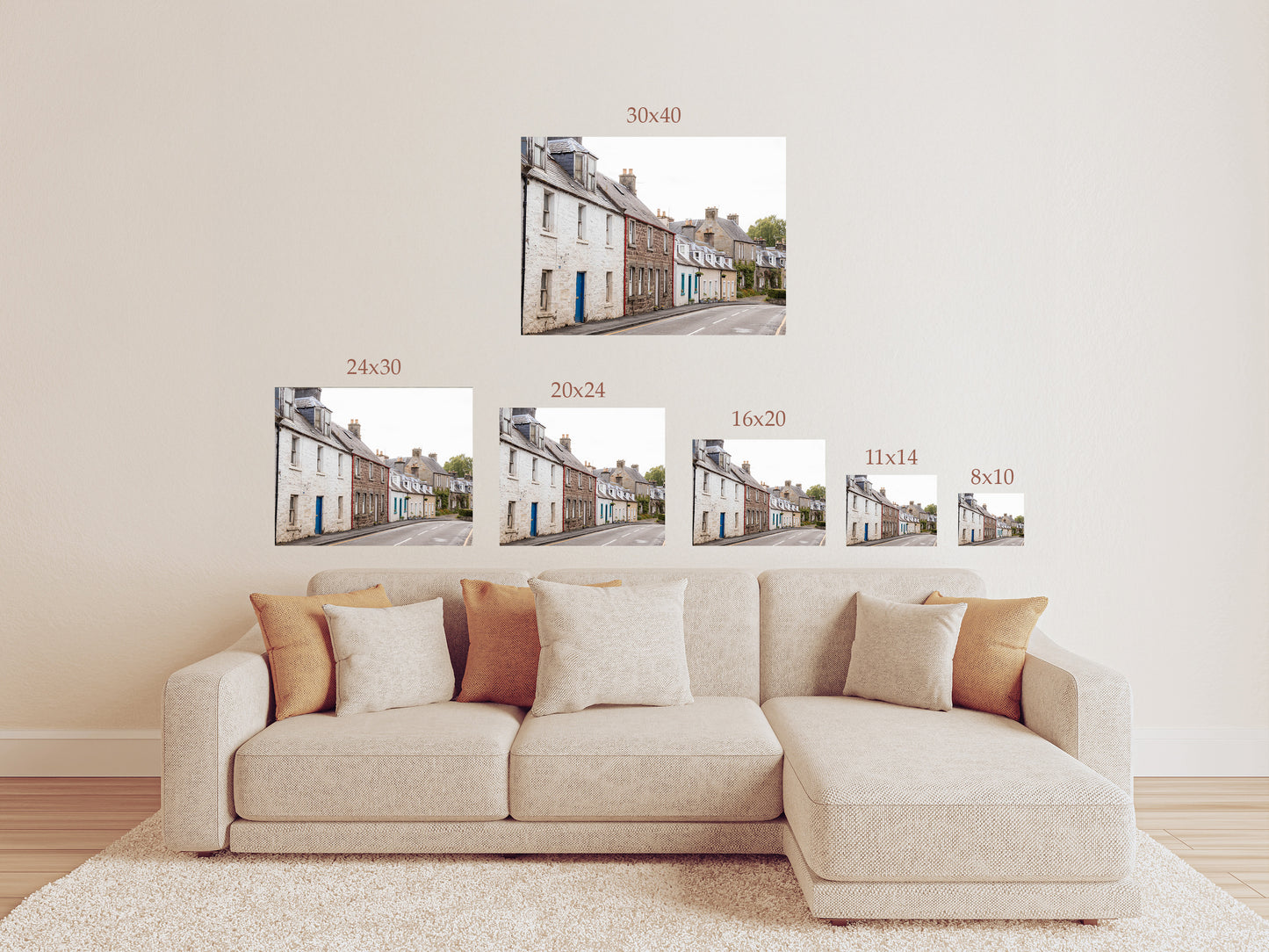 Scottish Village Street Wall Art – Rustic Countryside Architecture Photography Print or Canvas