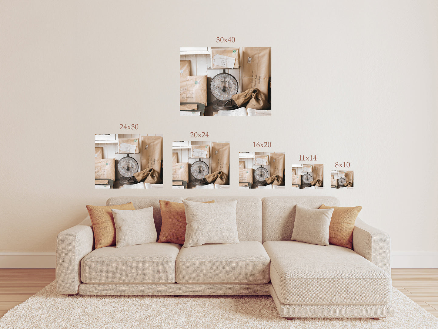 Vintage Parcel Wall Art – Rustic Post Office Scale Photography Print or Canvas