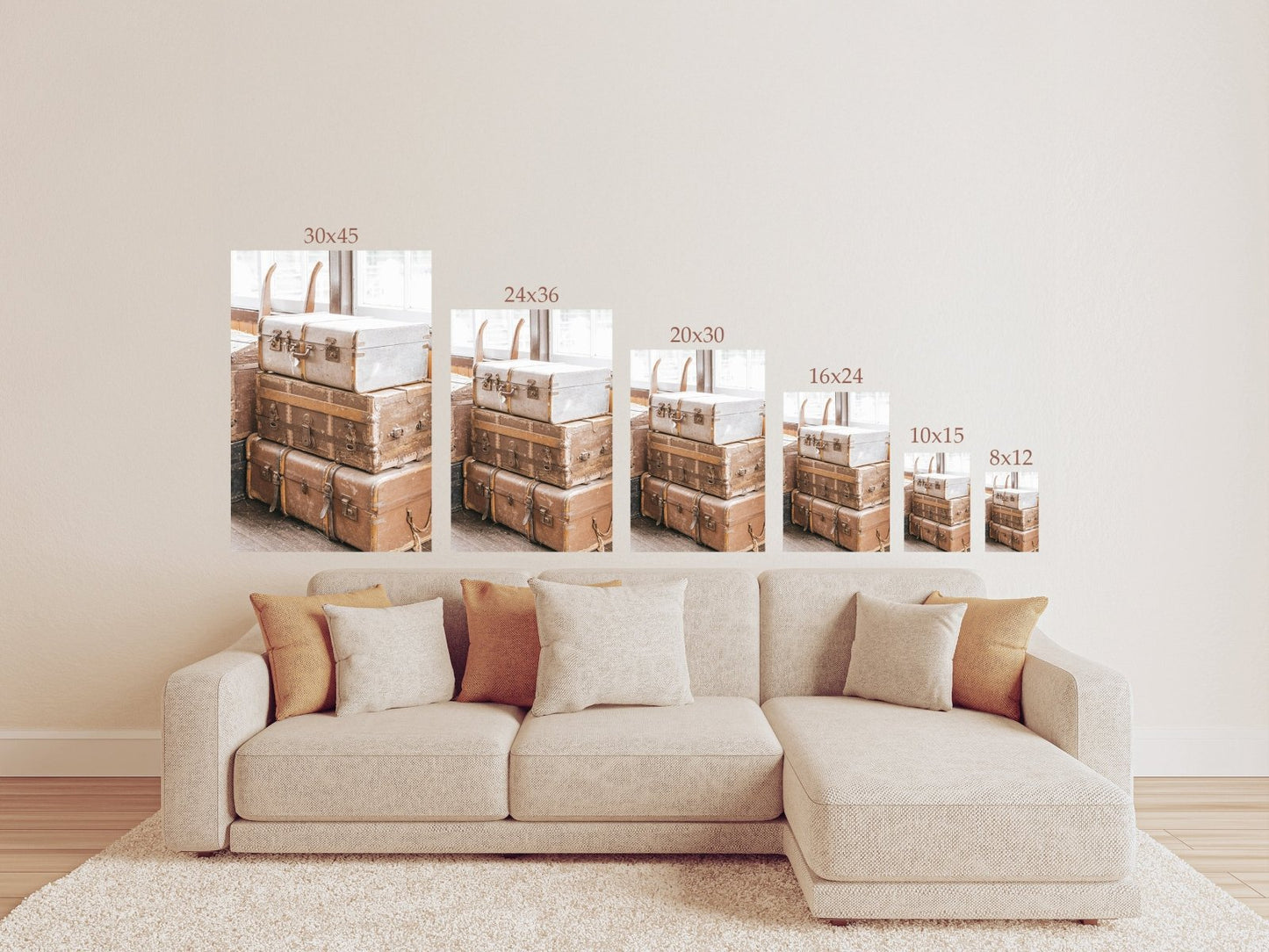 Vintage Luggage Wall Art – Rustic Photography Print or Canvas for Farmhouse & Travel-Inspired Decor