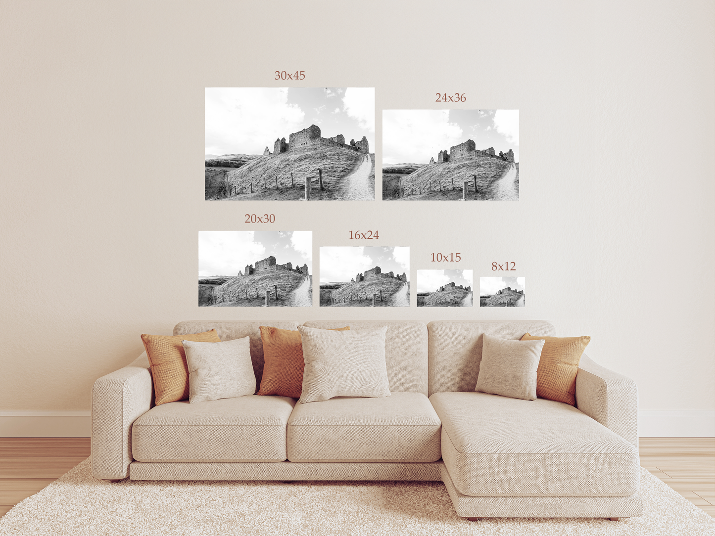 Black and White Ruthven Barracks Photography Print – Scotland Landscape Wall Art