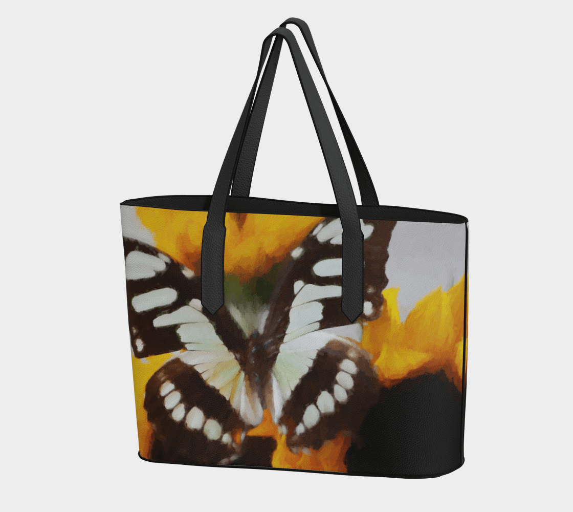 Summer Butterfly Vegan Leather Tote Bag – Fits 16