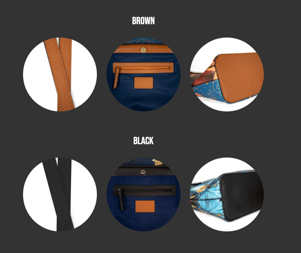 Butterfly and Tulips Vegan Leather Tote Bag – Fits 16" Laptop – Floral Nature-Inspired Handbag