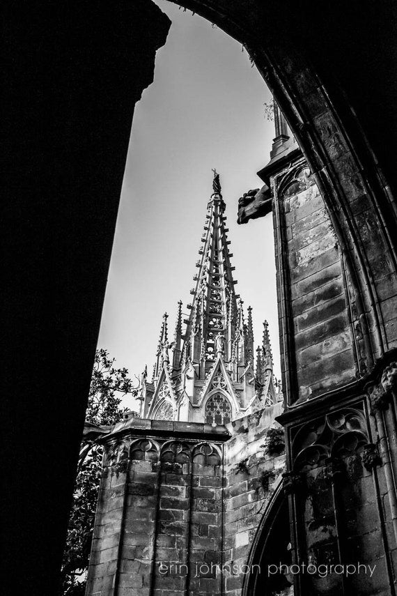 View from Cloister | Black and White Barcelona Photography