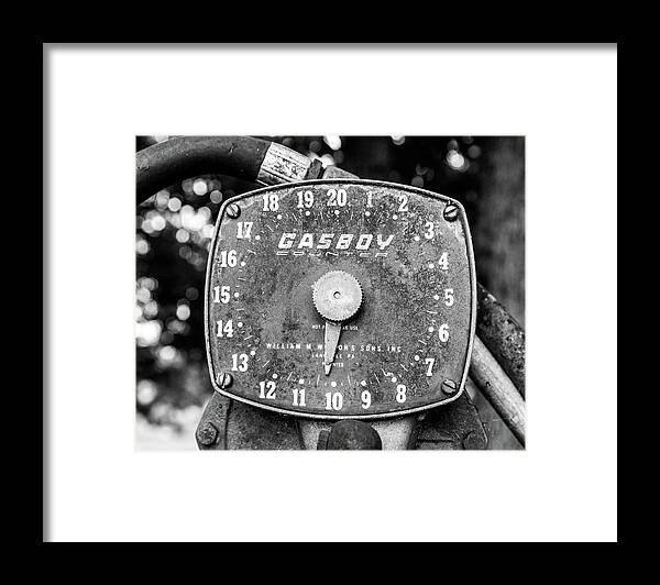 Black and White Gasboy Counter Photograph | Framed Print