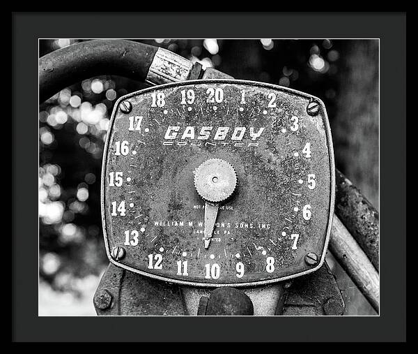 Black and White Gasboy Counter Photograph | Framed Print