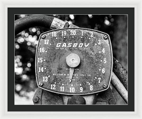 Black and White Gasboy Counter Photograph | Framed Print
