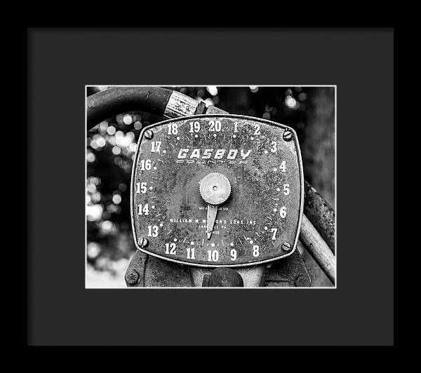 Black and White Gasboy Counter Photograph | Framed Print