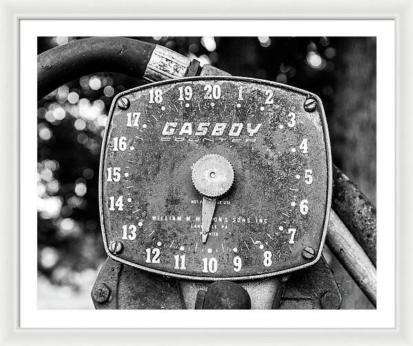 Black and White Gasboy Counter Photograph | Framed Print | Vintage Americana Wall Art