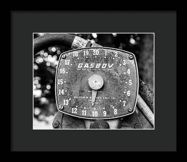 Black and White Gasboy Counter Photograph | Framed Print