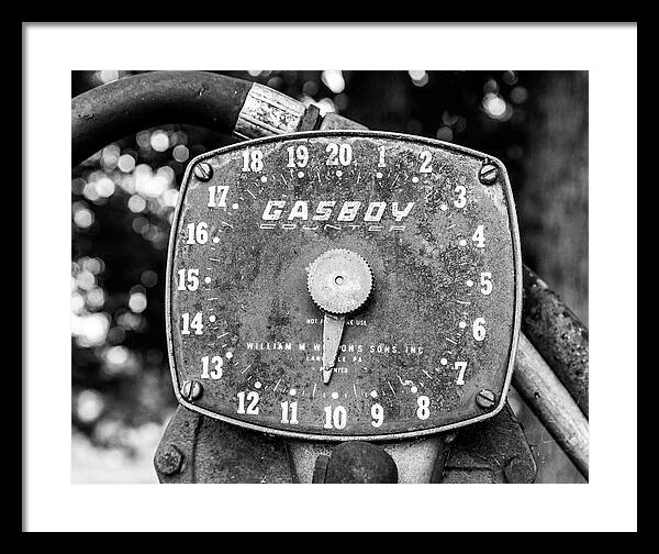 Black and White Gasboy Counter Photograph | Framed Print