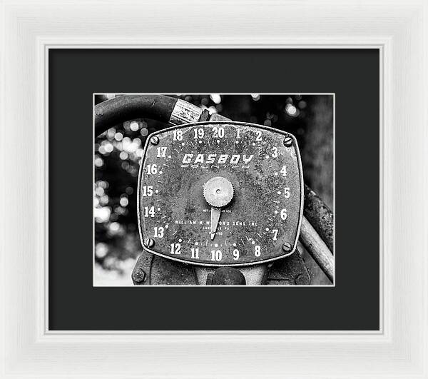Black and White Gasboy Counter Photograph | Framed Print