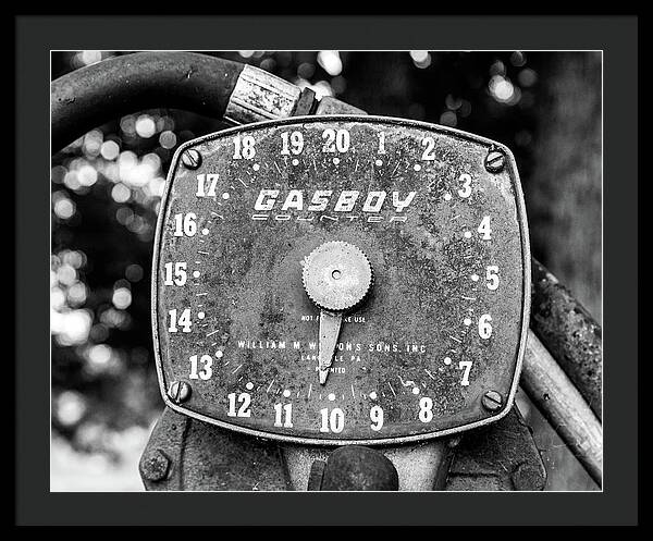 Black and White Gasboy Counter Photograph | Framed Print