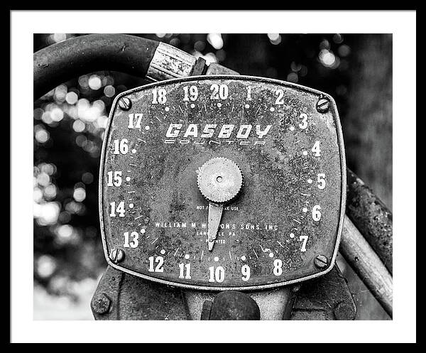 Black and White Gasboy Counter Photograph | Framed Print