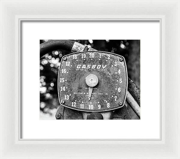 Black and White Gasboy Counter Photograph | Framed Print