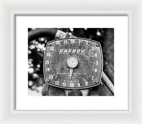 Black and White Gasboy Counter Photograph | Framed Print
