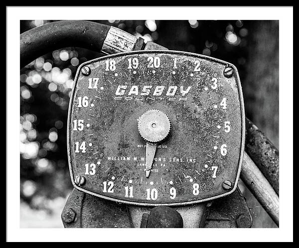 Black and White Gasboy Counter Photograph | Framed Print