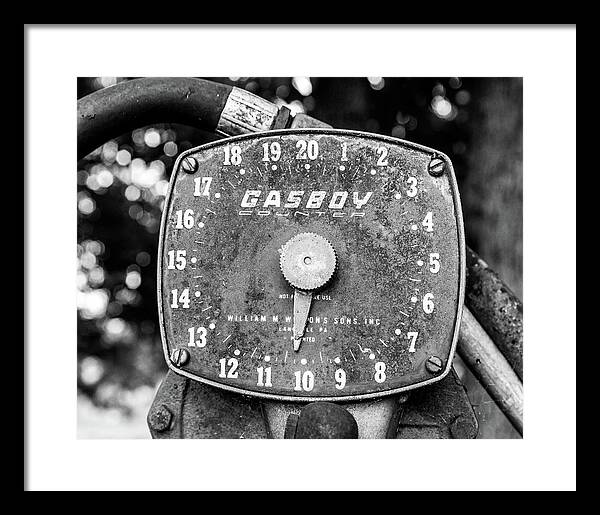 Black and White Gasboy Counter Photograph | Framed Print
