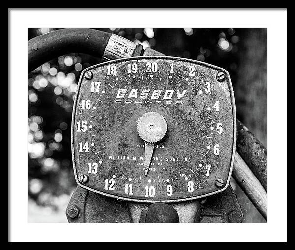 Black and White Gasboy Counter Photograph | Framed Print