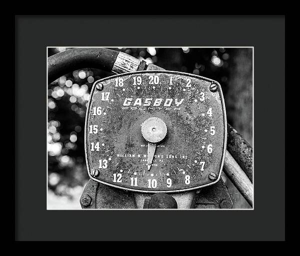 Black and White Gasboy Counter Photograph | Framed Print