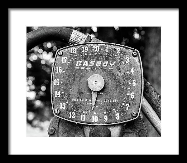 Black and White Gasboy Counter Photograph | Framed Print