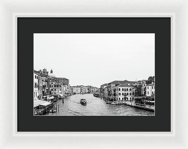 Black and White Grand Canal Venice Italy - Framed Print