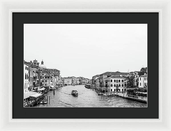 Black and White Grand Canal Venice Italy - Framed Print