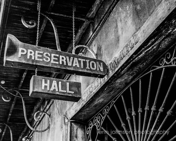 Preservation Hall Sign in Black and White | New Orleans Photography