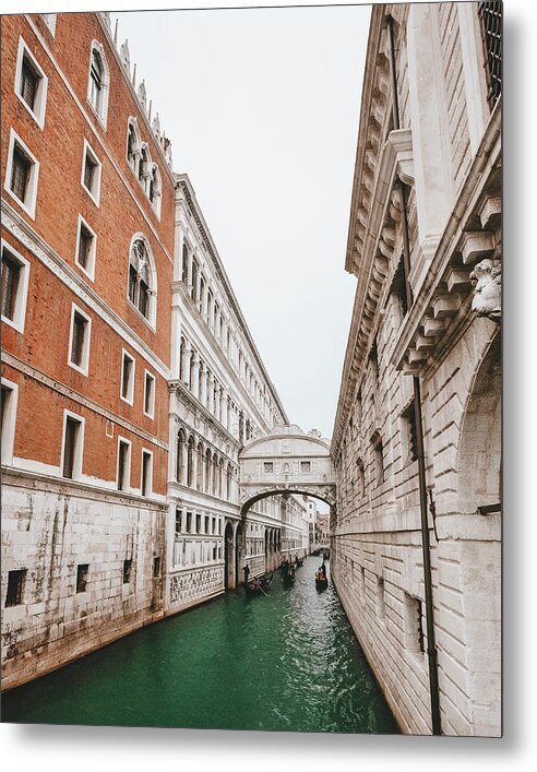 Bridge of Sighs metal print showcasing detailed Italian architecture in Venice, Italy, vibrant colors on high-gloss aluminum, Erin Johnson photography