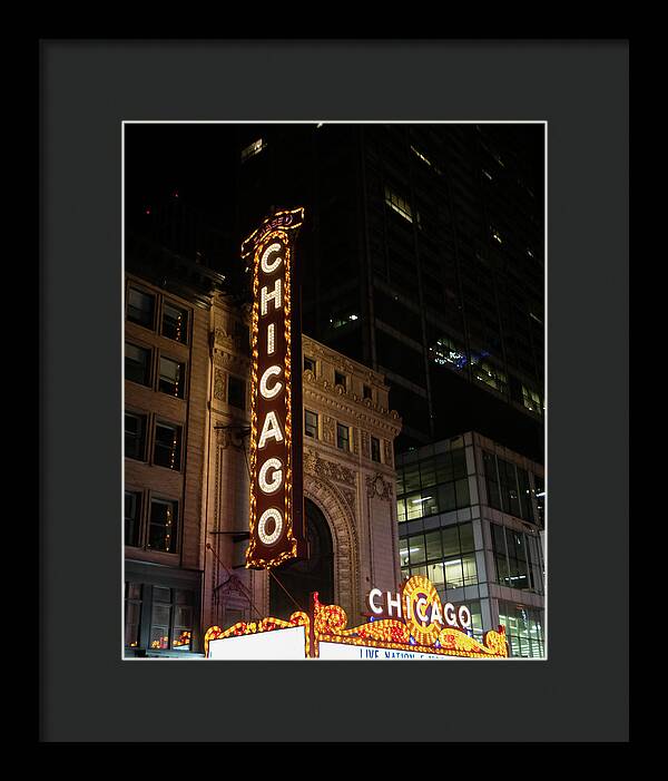 Chicago Theater Sign at Night | Framed Print