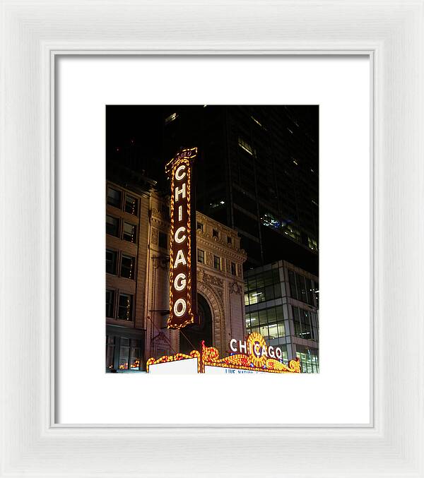 Chicago Theater Sign at Night | Framed Print