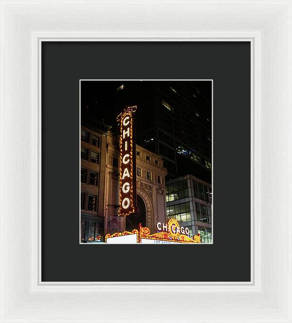 Chicago Theater Sign at Night | Framed Print