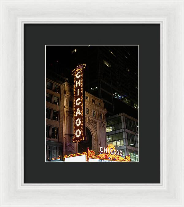 Chicago Theater Sign at Night | Framed Print