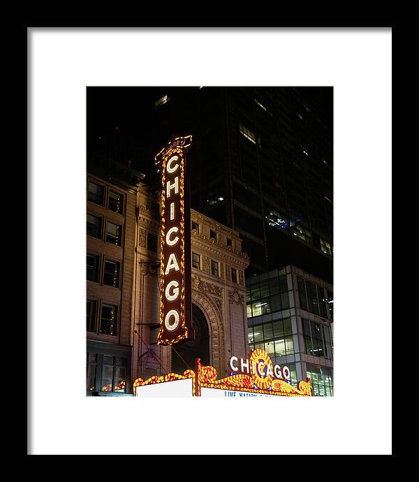 Chicago Theater Sign at Night | Framed Print