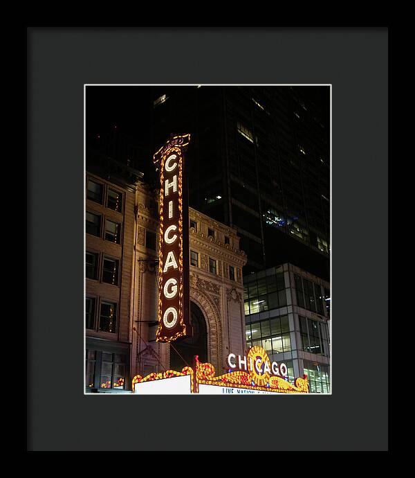 Chicago Theater Sign at Night | Framed Print