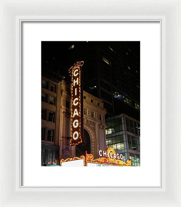 Chicago Theater Sign at Night | Framed Print