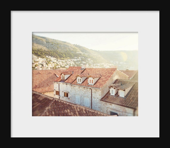 Dubrovnik Croatia Old Town rooftops photography print orange Mediterranean wall art