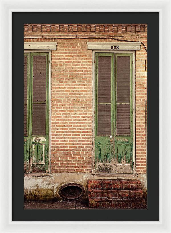 French Quarter Green Door - New Orleans Framed Print