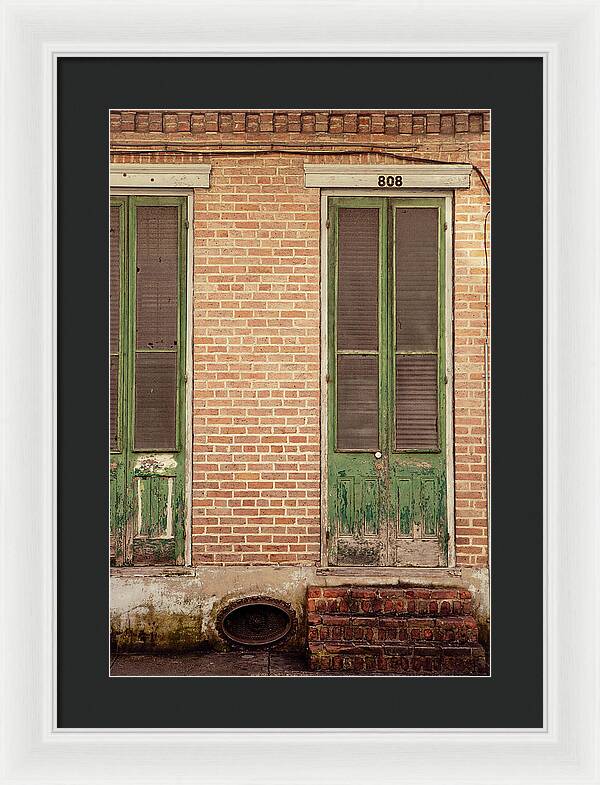 French Quarter Green Door - New Orleans Framed Print